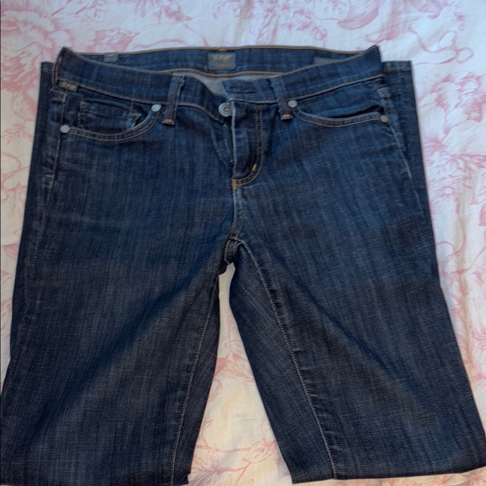 Citizens Of Humanity Blue Ankle Cropped Jeans with Classic Dark Wash